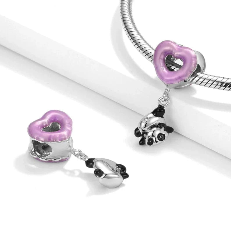 Liora Atelier Dangling Panda & Purple Heart Charm