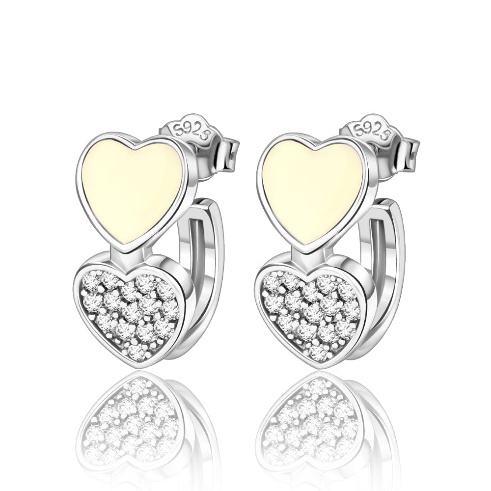 Liora Atelier Double Heart Earrings with Yellow Enamel and Crystal Accents