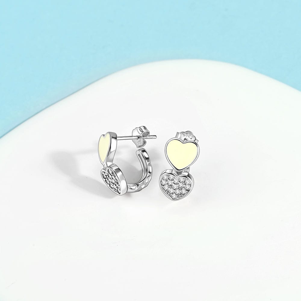 Liora Atelier Double Heart Earrings with Yellow Enamel and Crystal Accents