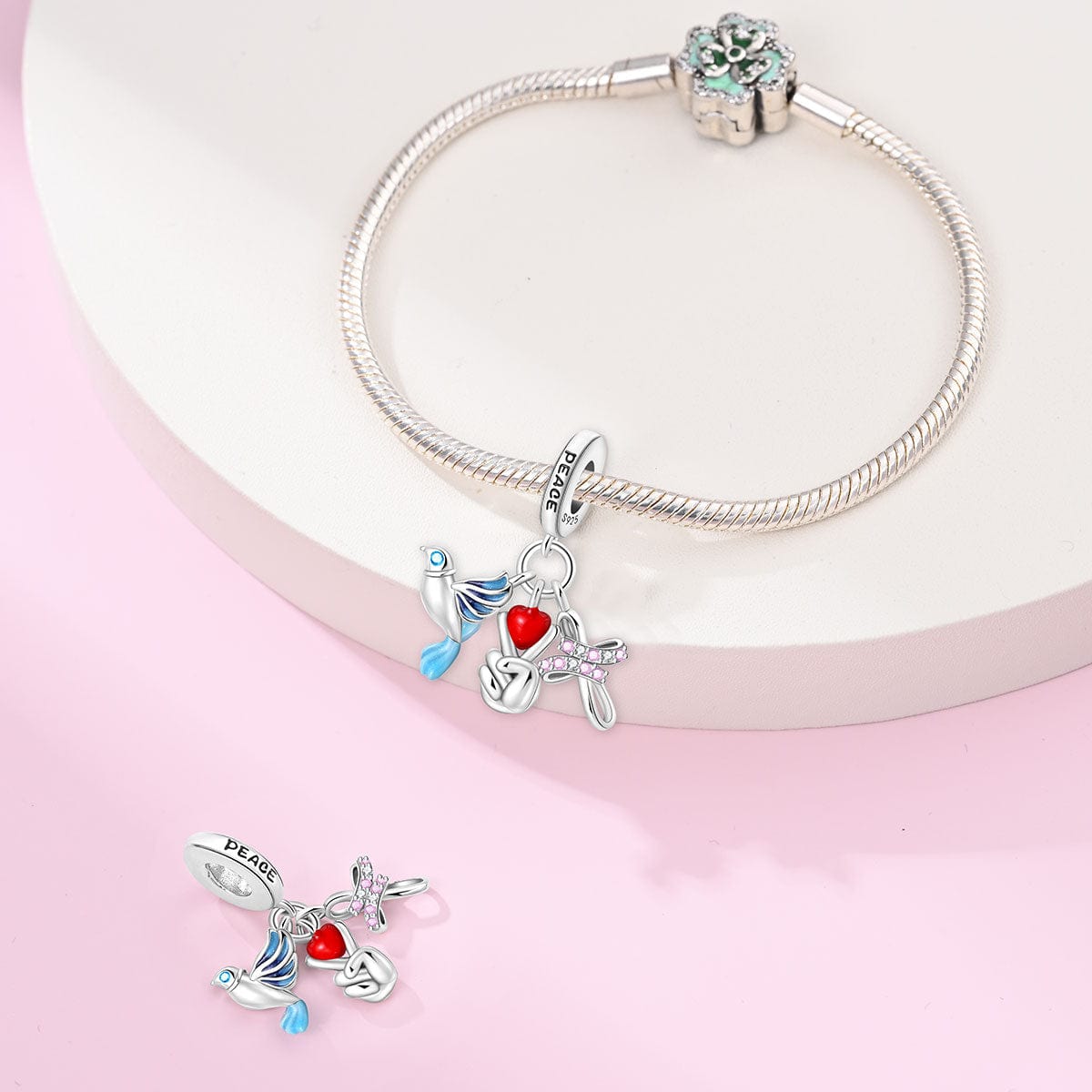 Liora Atelier Dove, Heart & Hope Peace Charm