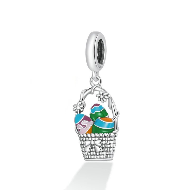 Liora Atelier Easter Basket with Colorful Eggs Dangle Charm