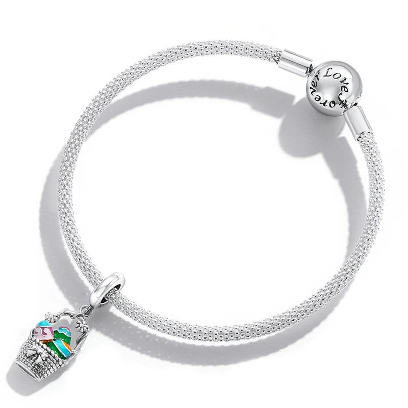 Liora Atelier Easter Basket with Colorful Eggs Dangle Charm