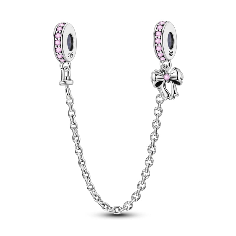 Liora Atelier Elegant Bow and Pink Gemstone Safety Chain