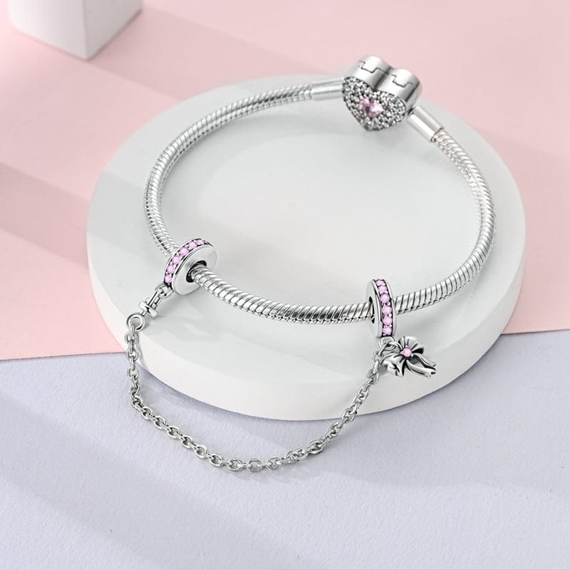 Liora Atelier Elegant Bow and Pink Gemstone Safety Chain