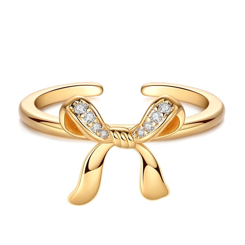 Liora Atelier Elegant Gold Bow Adjustable Ring