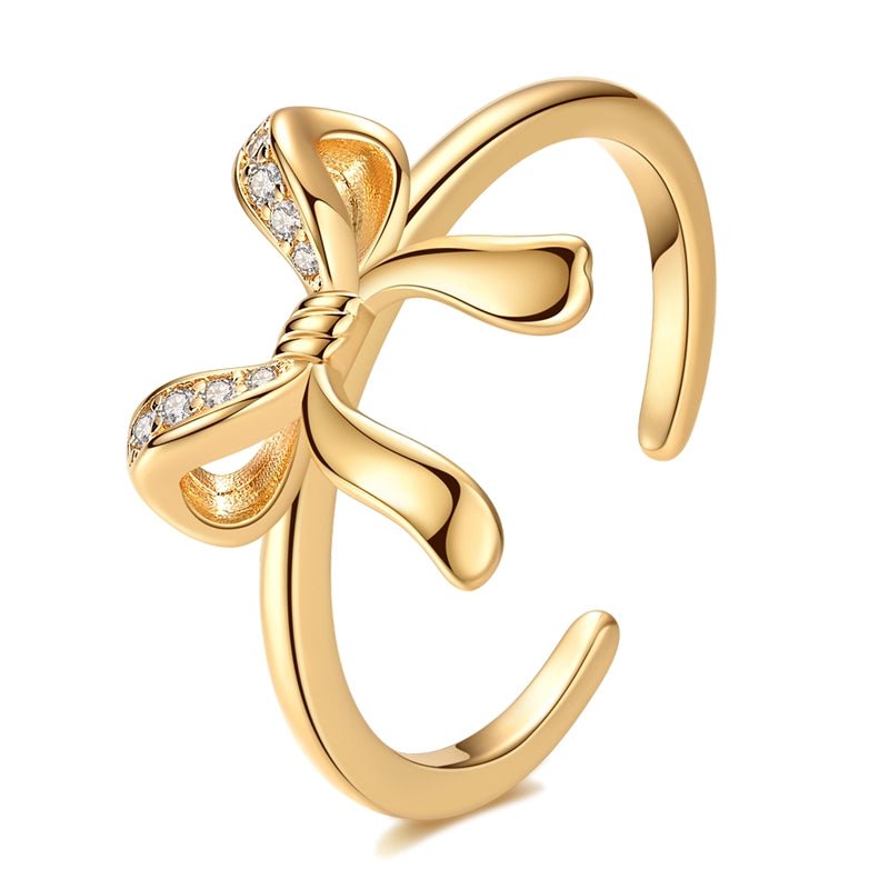 Liora Atelier Elegant Gold Bow Adjustable Ring