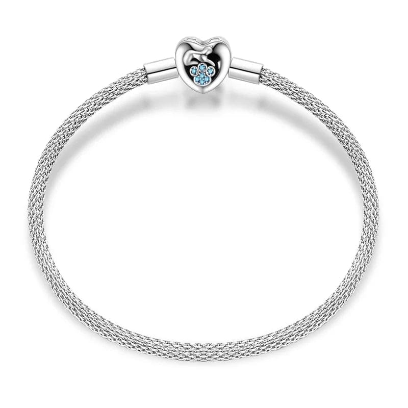 Liora Atelier Elegant Heart Clasp Bracelet with Blue Paw Gemstones