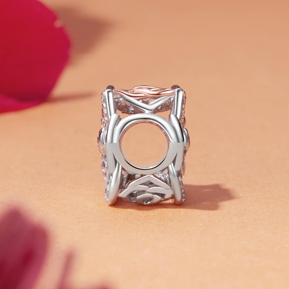 Liora Atelier Elegant Rose Gold Bloom with Sparkling Crystal Petals Charm