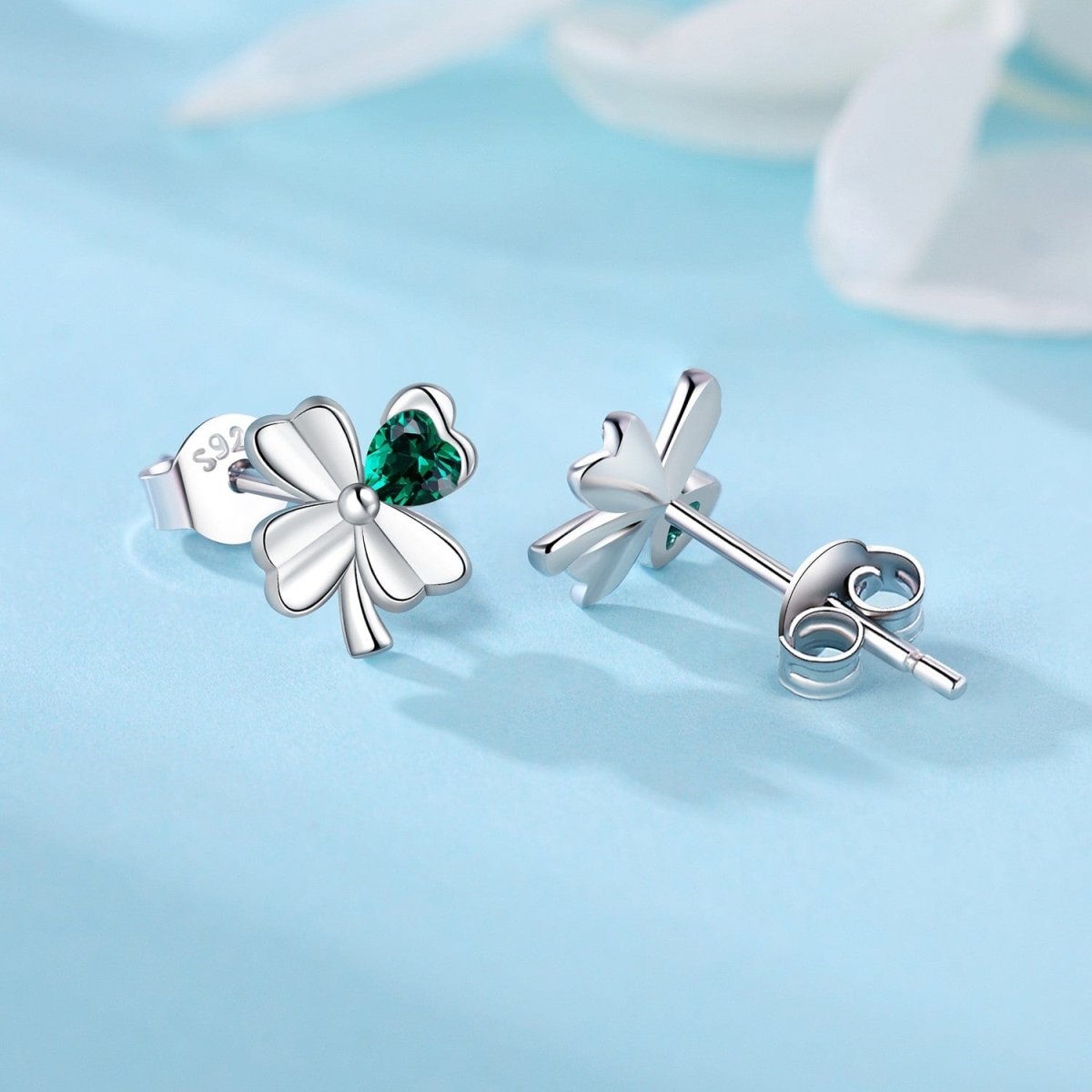 Liora Atelier Emerald Heart Clover Earrings