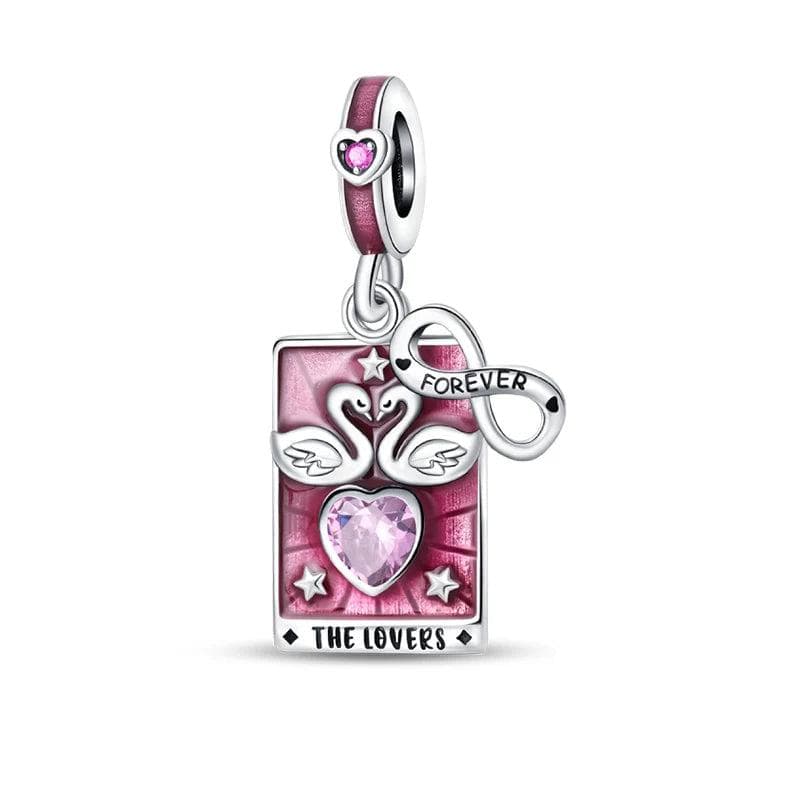 Liora AtelierEternal Love Swan & Infinity Heart Tarot Card Dangle Charm