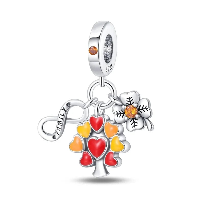 Liora Atelier Family Love Tree Charm with Heart Leaves and Clover