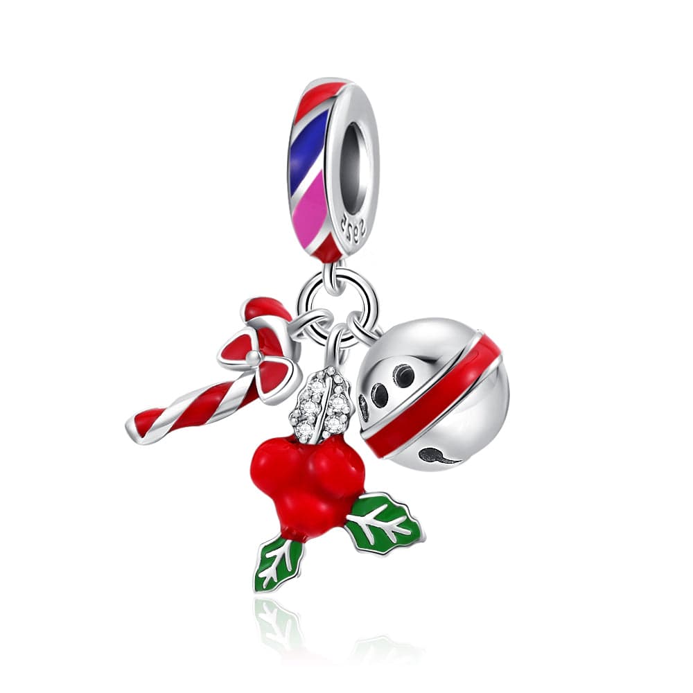 Liora Atelier Festive Holiday Charm with Candy Cane, Holly & Bell