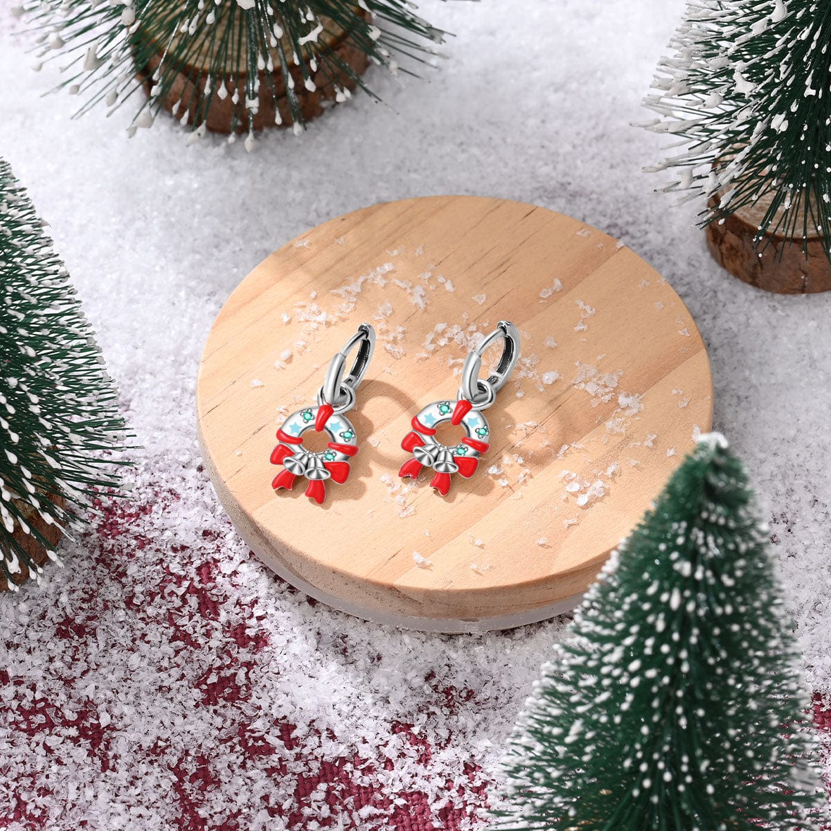 Liora Atelier Festive Holiday Wreath & Bell Earrings