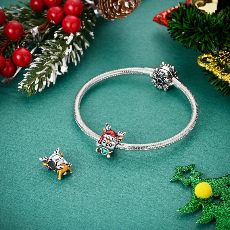 Liora Atelier Festive Reindeer with Santa Hat Charm