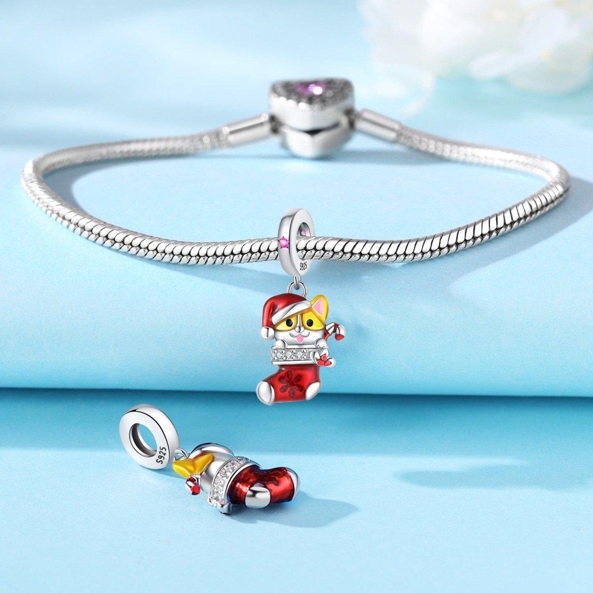 Liora Atelier Festive Santa Cat in Stocking Charm