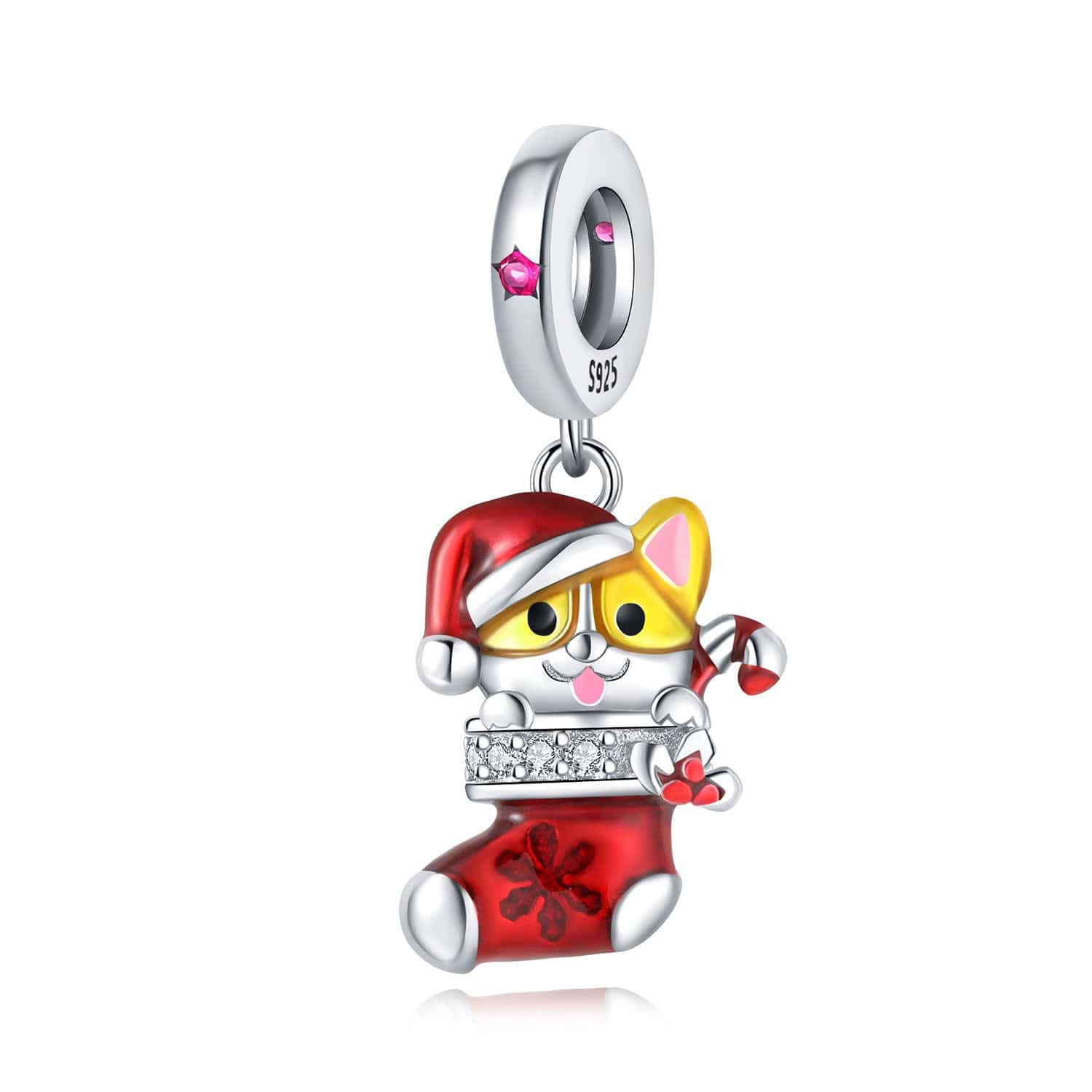 Liora AtelierFestive Santa Cat in Stocking Charm