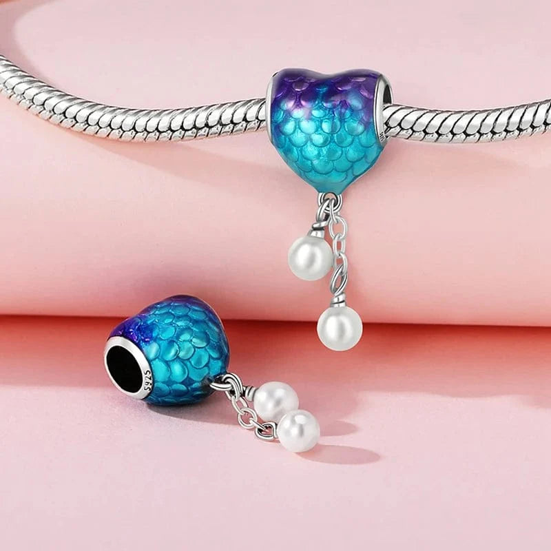Liora Atelier Fish Scales Heart Pearl Dangle Charm