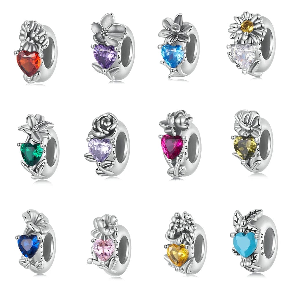 Liora Atelier Floral Heart Birthstone Charms