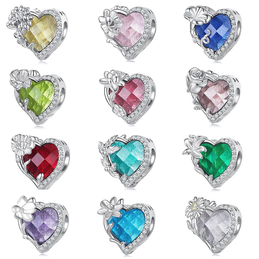 Liora Atelier Floral Heart Crystal Birthstone Charms