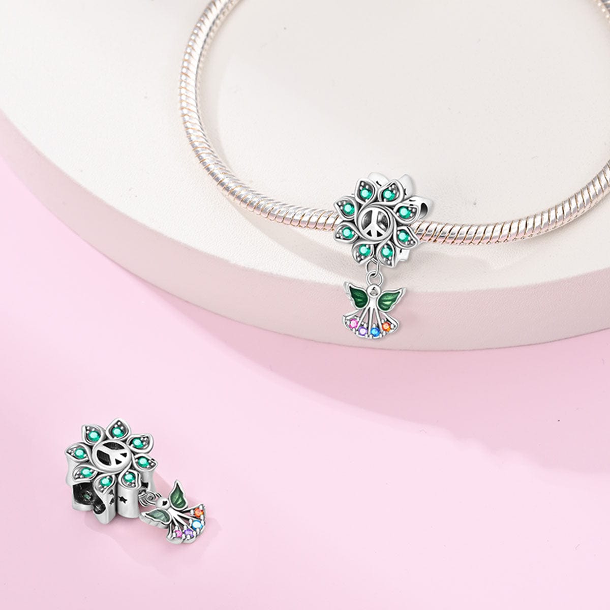Liora Atelier Flower Peace Symbol & Angel Harmony Charm