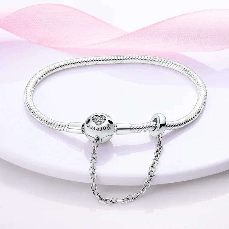 Liora Atelier Forever Snake Chain Bracelet with Heart Clasp and Safety Chain