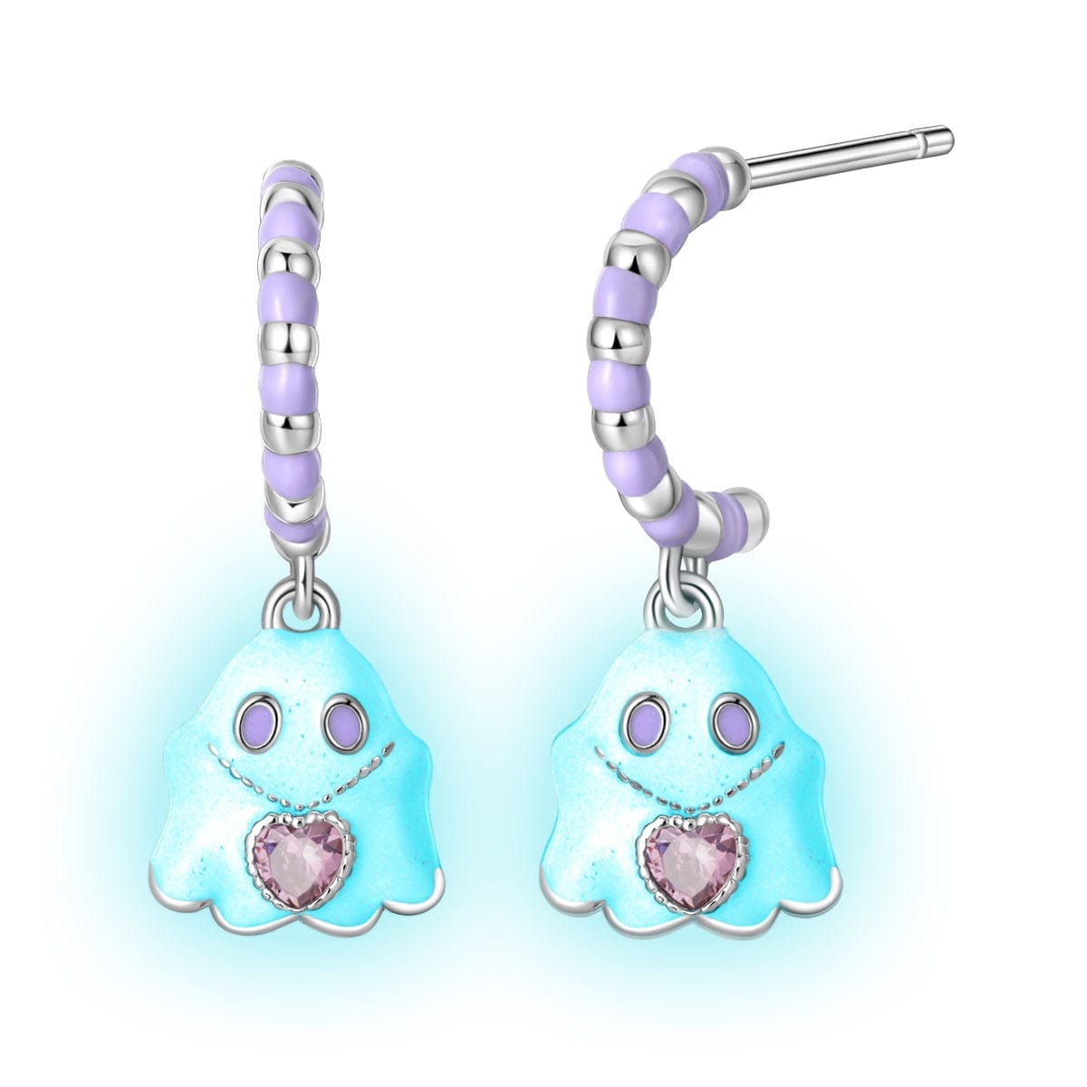 Liora Atelier Ghost Hoop Earrings with Heart Gemstone
