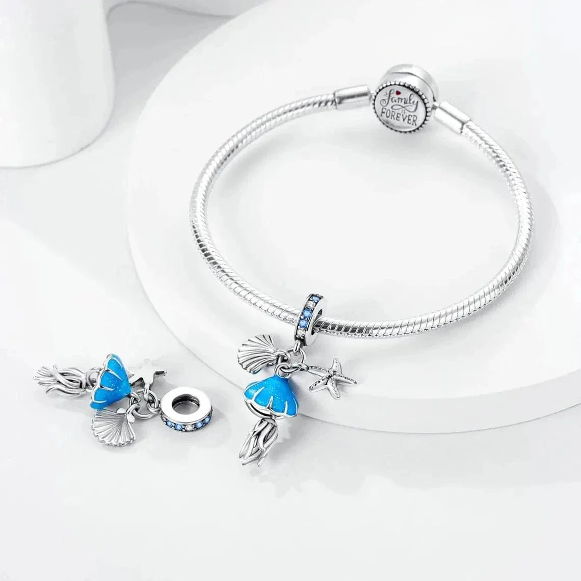 Liora Atelier Glow in the Dark Jellyfish Clam and Starfish Triple Dangle Charm