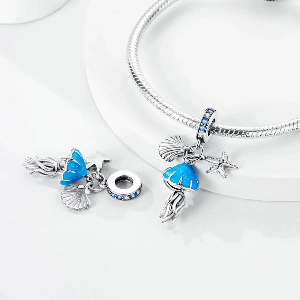 Liora Atelier Glow in the Dark Jellyfish Clam and Starfish Triple Dangle Charm