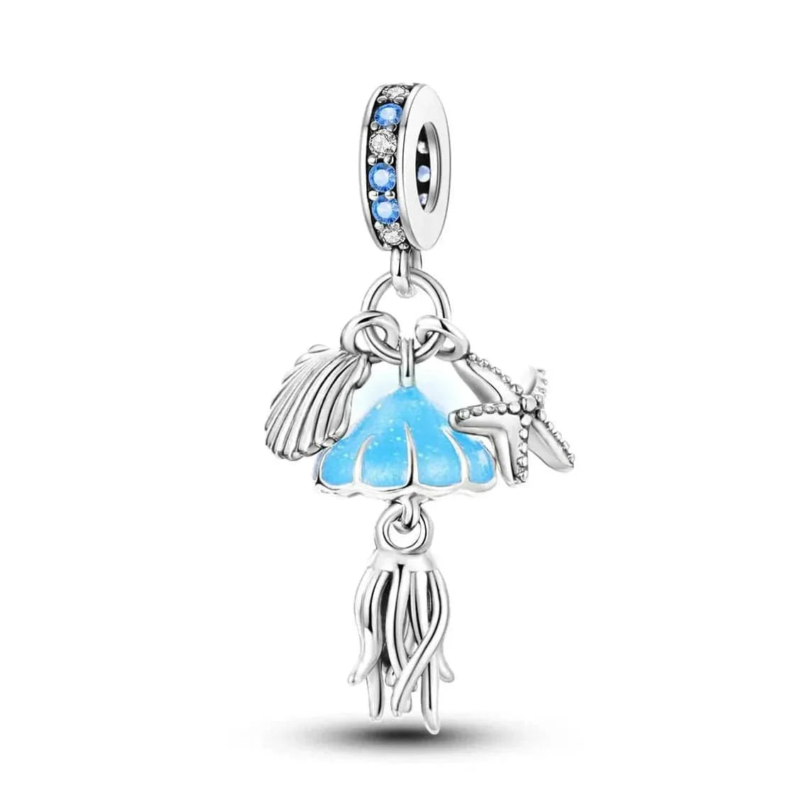 Liora Atelier Glow in the Dark Jellyfish Clam and Starfish Triple Dangle Charm