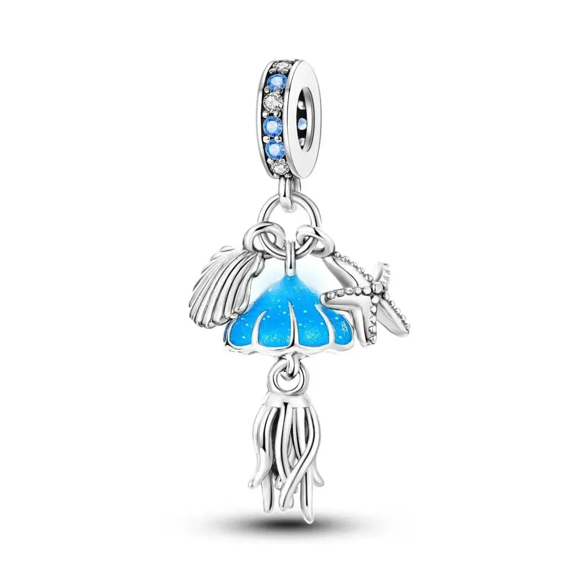 Liora Atelier Glow in the Dark Jellyfish Clam and Starfish Triple Dangle Charm