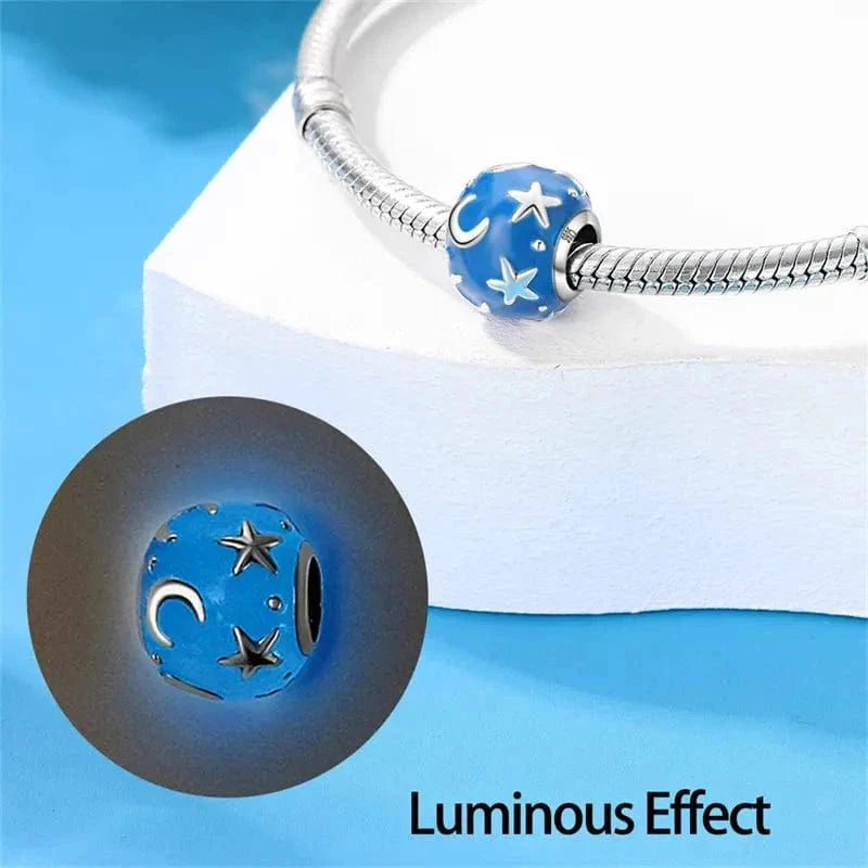 Liora Atelier Glow in the Dark Luminous Blue Stars and Moons Charm