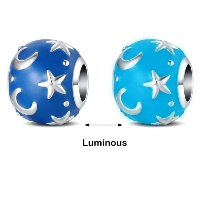 Liora Atelier Glow in the Dark Luminous Blue Stars and Moons Charm