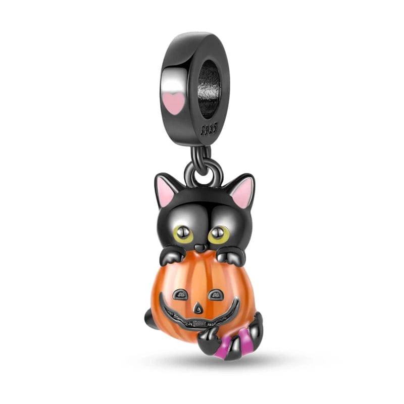 Liora Atelier Glow in the Dark Luminous Cat with Pumpkin Dangle Charm