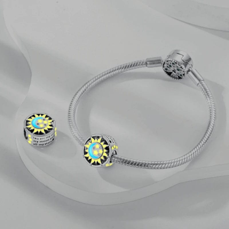 Liora Atelier Glow in the Dark Luminous Moon and Sun Charm