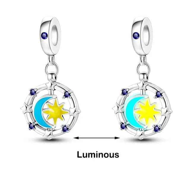 Liora Atelier Glow in the Dark Luminous Moon and Sun Spinner Dangle Charm