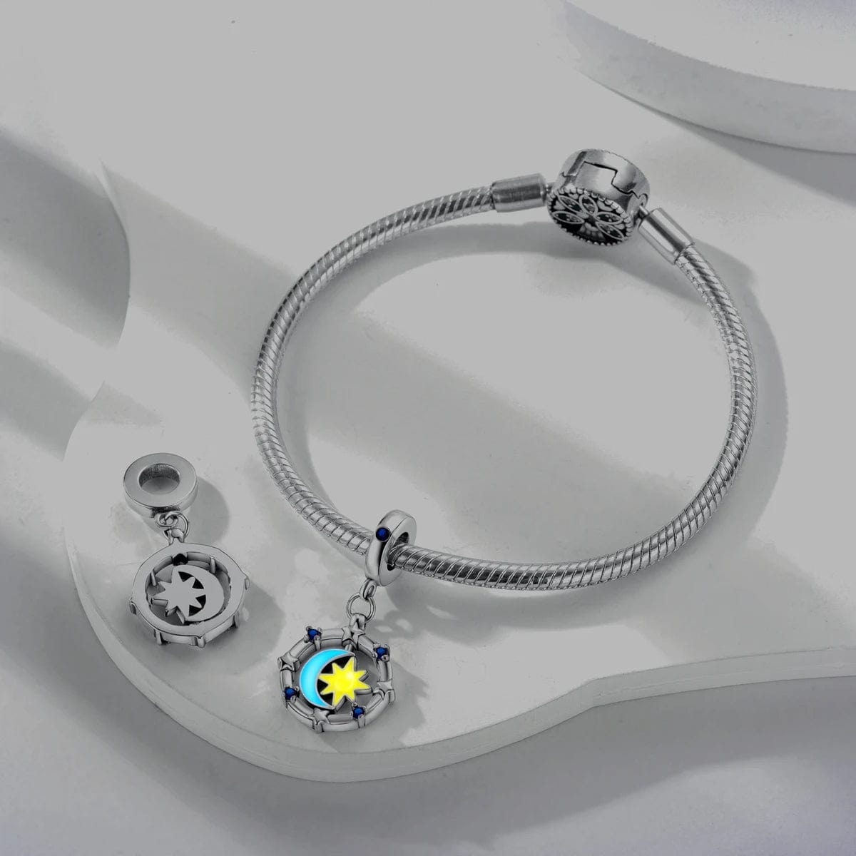 Liora Atelier Glow in the Dark Luminous Moon and Sun Spinner Dangle Charm