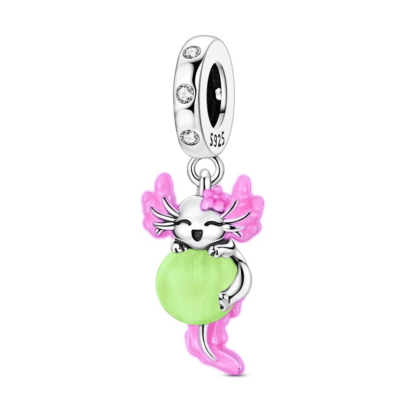 Liora Atelier Glow in the Dark Luminous Pink Axolotl Dangle Charm