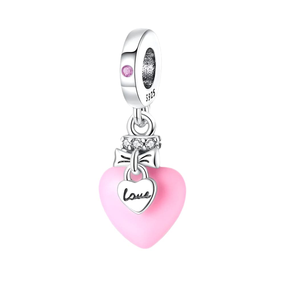 Liora Atelier Glow in the Dark Luminous Pink Love Heart Dangle Charm