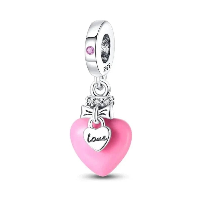 Liora Atelier Glow in the Dark Luminous Pink Love Heart Dangle Charm
