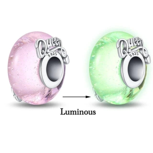 Liora Atelier Glow in the Dark Luminous Pink Queen Murano Charm