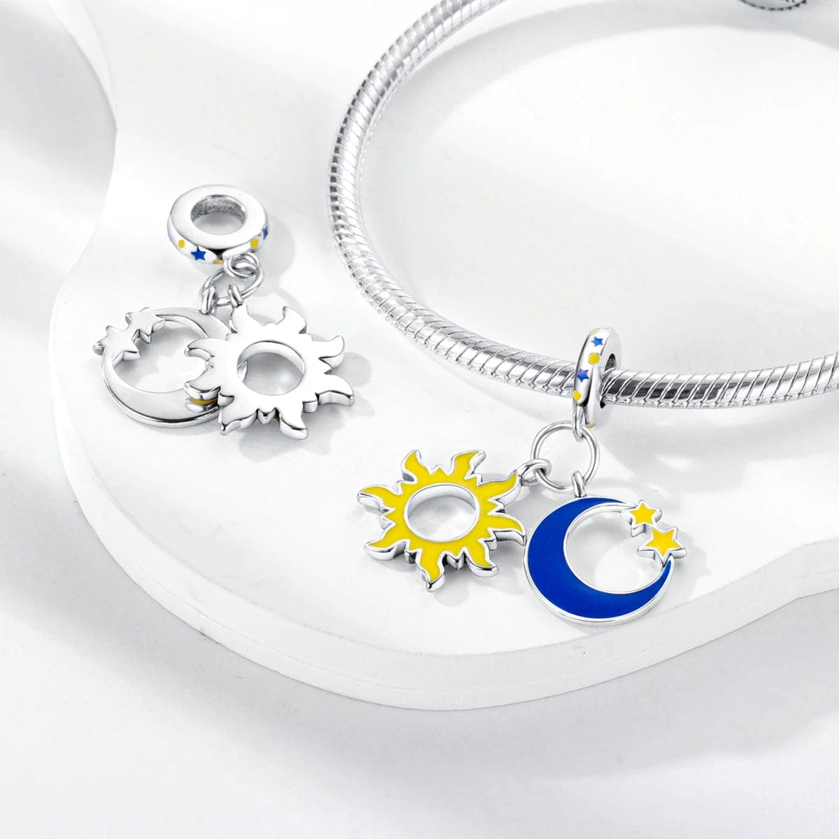 Liora Atelier Glow in the Dark Luminous Sun and Moon with Stars Dangle Charm