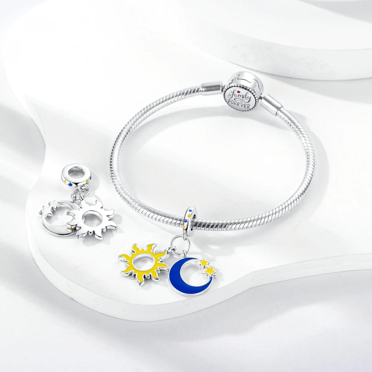 Liora Atelier Glow in the Dark Luminous Sun and Moon with Stars Dangle Charm