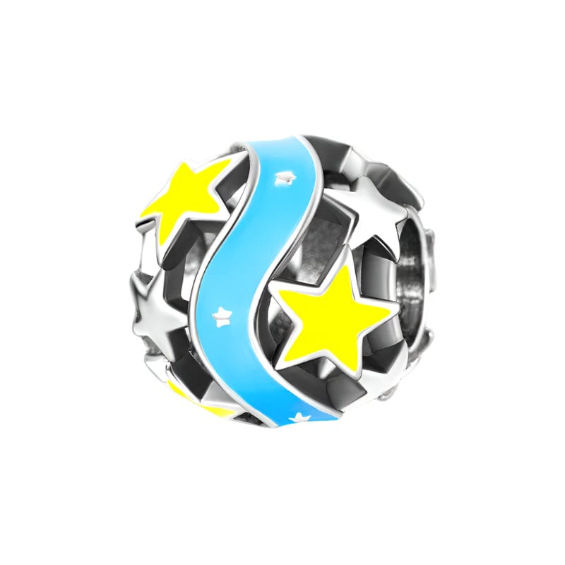 Liora Atelier Glow in the Dark Luminous Yellow Star Blue Ribbon Charm