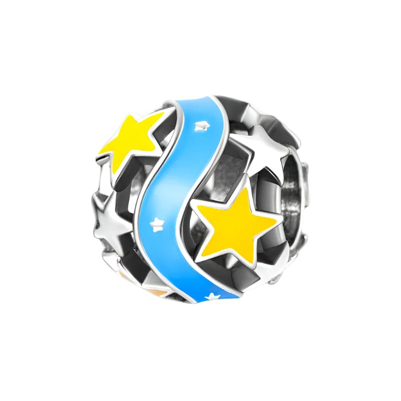 Liora Atelier Glow in the Dark Luminous Yellow Star Blue Ribbon Charm