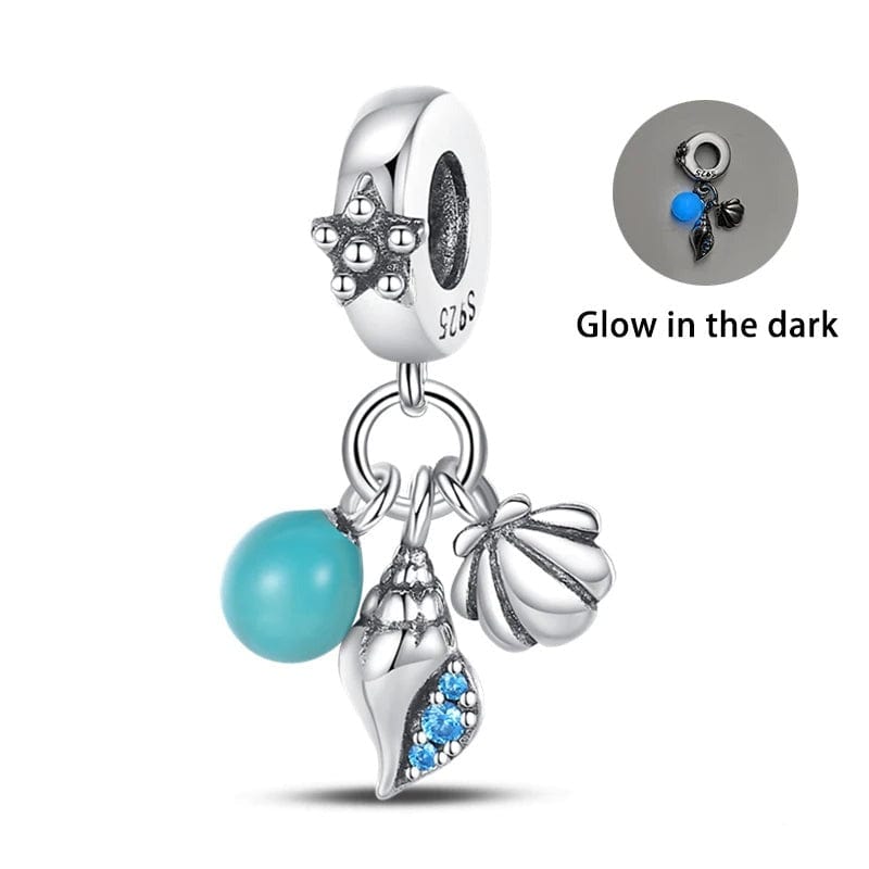 Liora Atelier Glow in the Dark Orb Conch Shell and Clam Dangle Charm