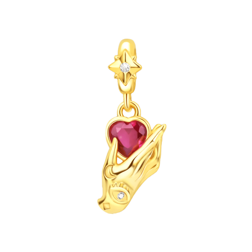 Liora Atelier Golden Hand with Ruby Heart Charm