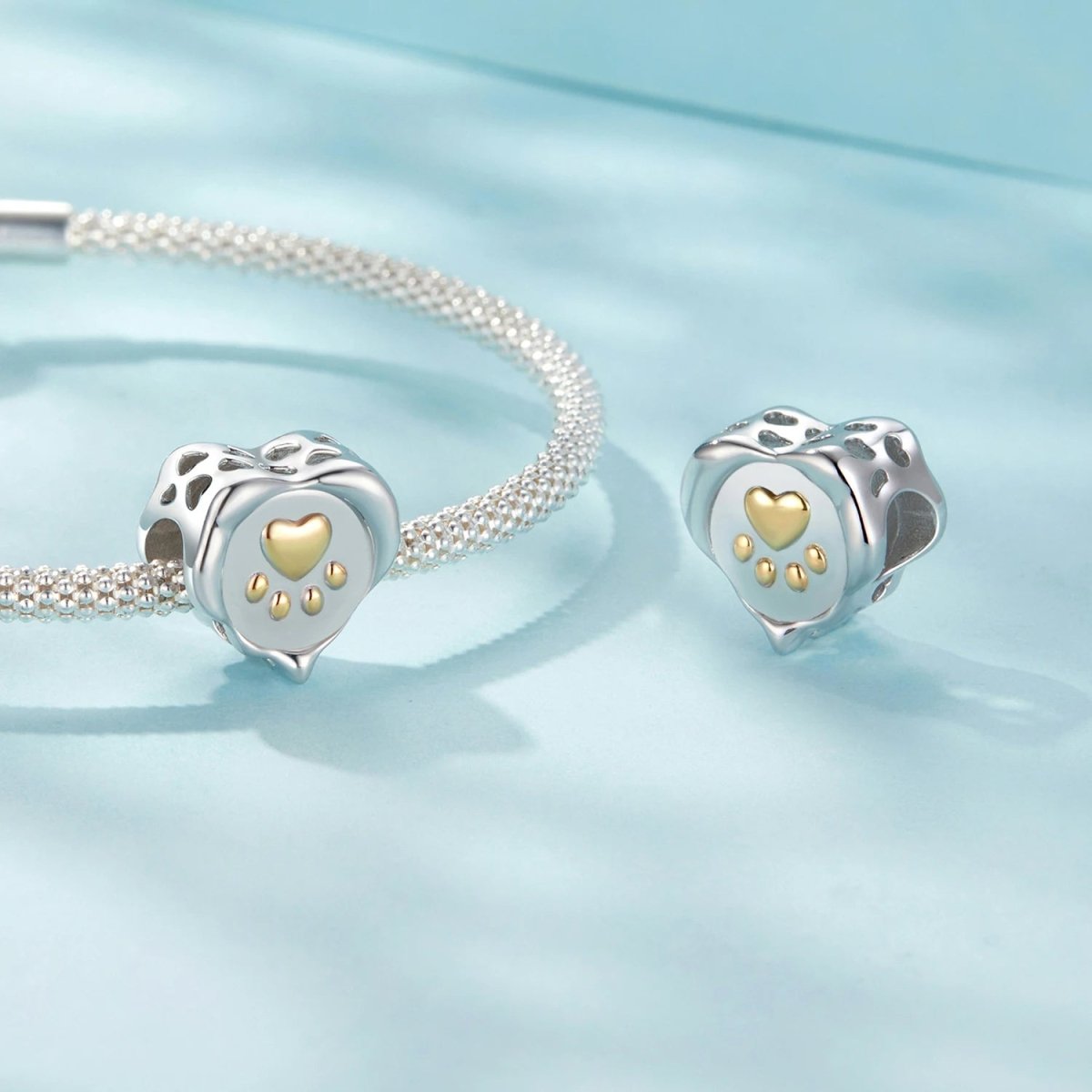 Liora Atelier Golden Paw Print Heart Charm