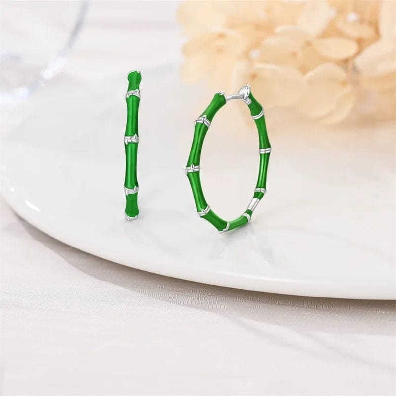 Liora Atelier Green Bamboo Hoop Earrings