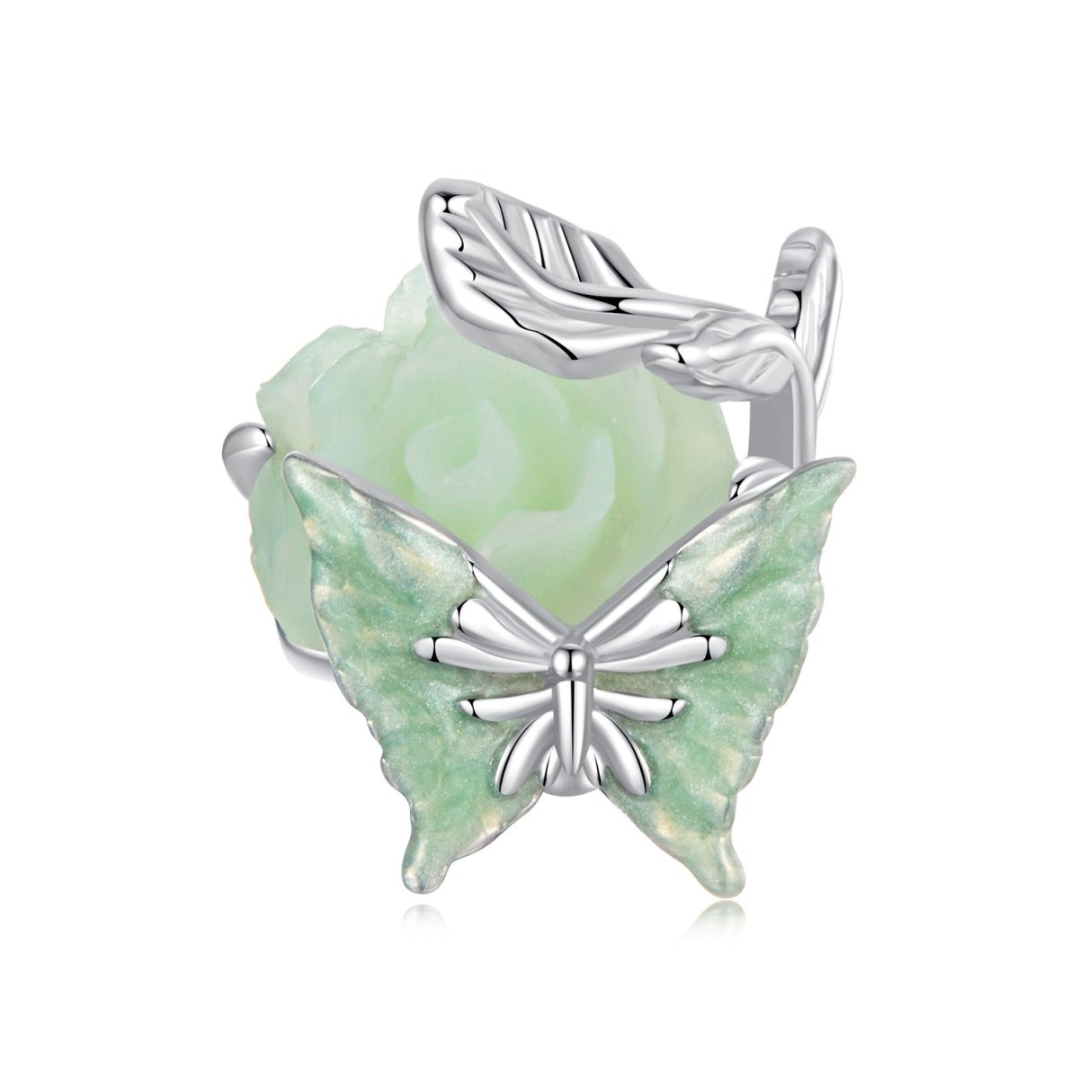 Liora Atelier Green Butterfly & Rose Charm