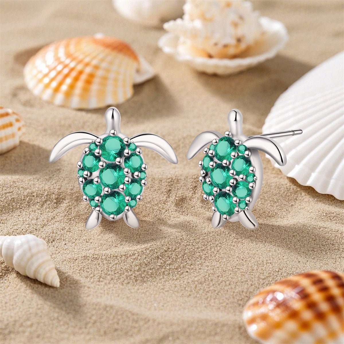 Liora Atelier Green Gem Sea Turtle Stud Earrings